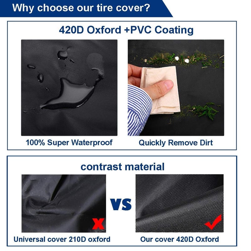 Aebitsry Tire Covers for RV Wheel, (4 Pack) Motorhome Wheel Covers Waterproof Oxford Sun UV Tires Protector for Trailer, Camper,Universal Fits 24" to 32" Car Tire Diameter (Black, 30-32) - Image 3